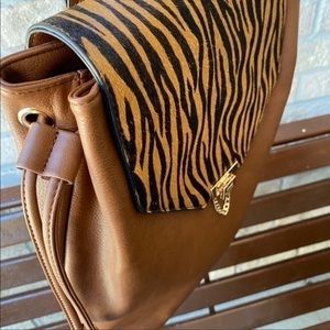 DUNE LONDON Leather Animal Print Backpack
